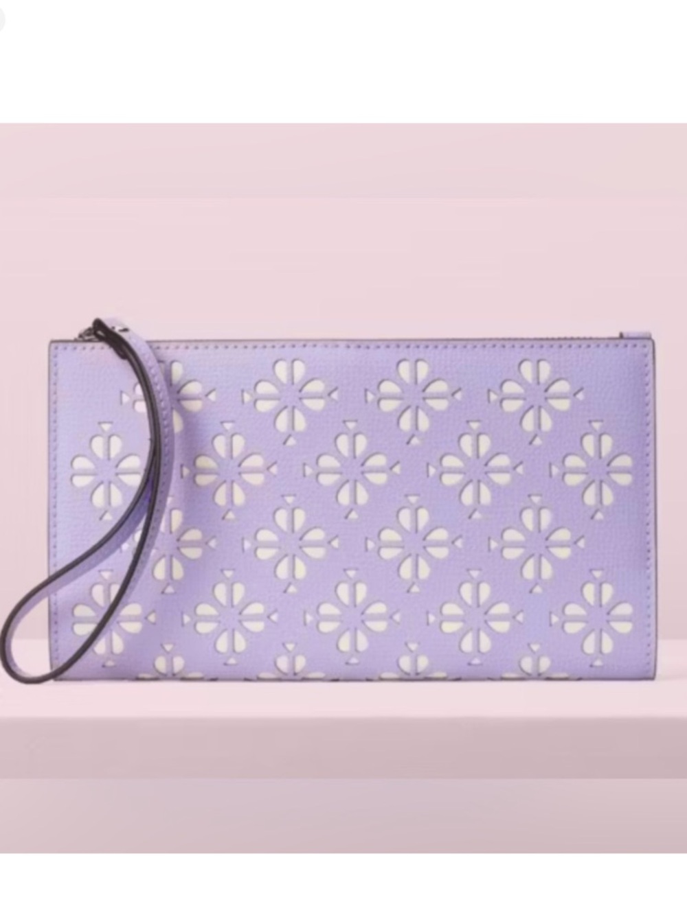 Kate Spade Sylvia Lilac Perforated Flower Large Continental Wristlet NWOT $158